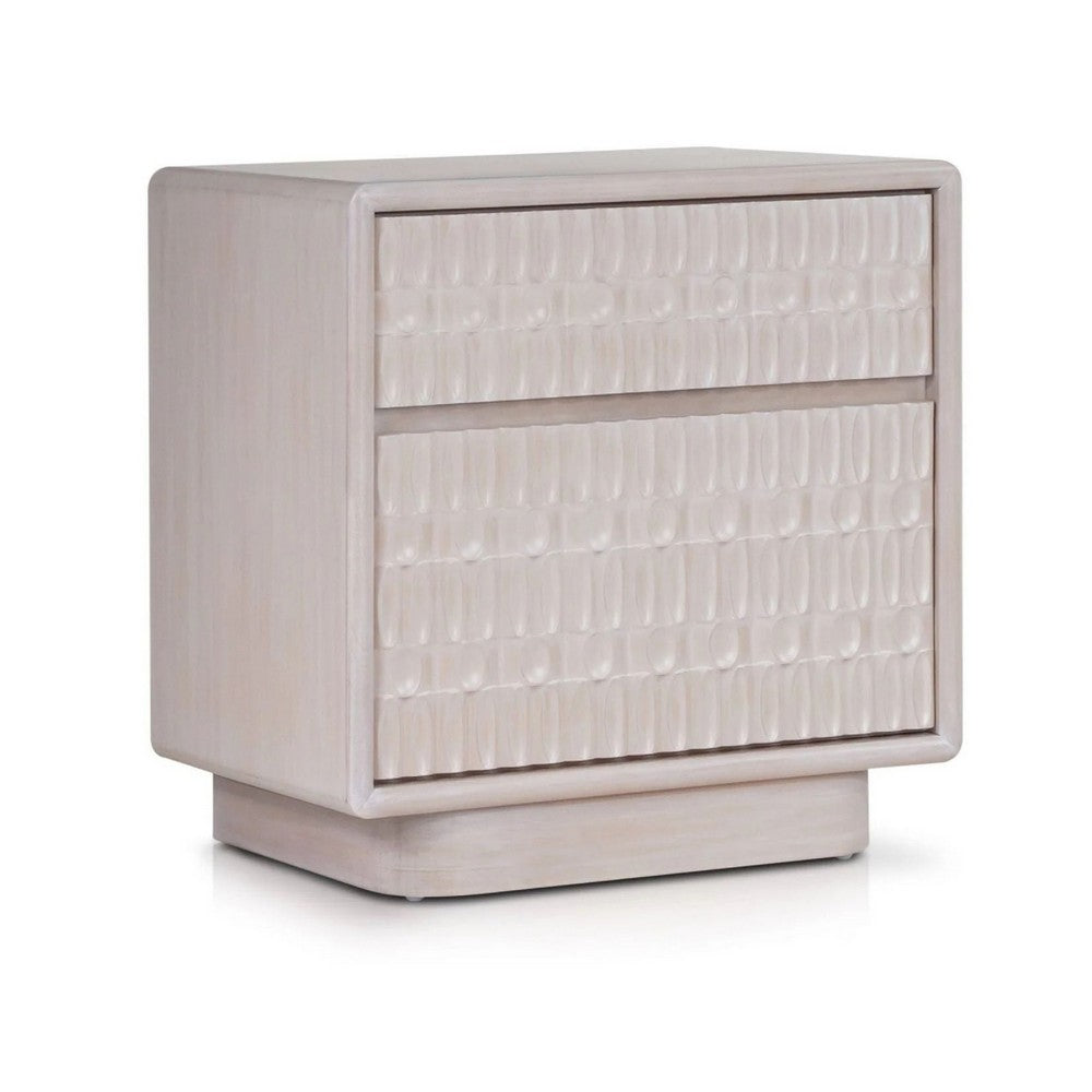 Lya Nightstand, 2 Soft Close Drawers, Contemporary Whitewash - BM352128