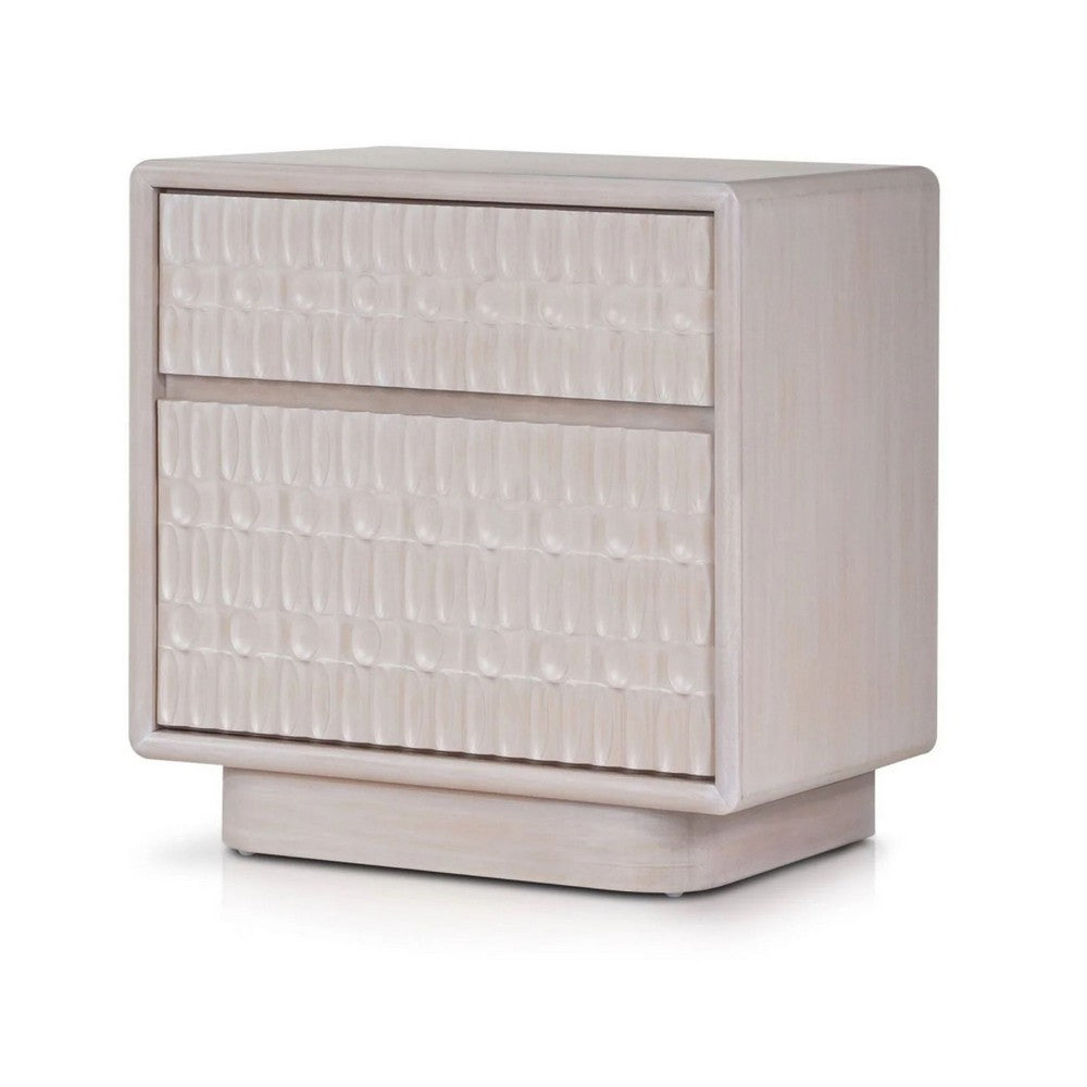 Lya Nightstand, 2 Soft Close Drawers, Contemporary Whitewash - BM352128