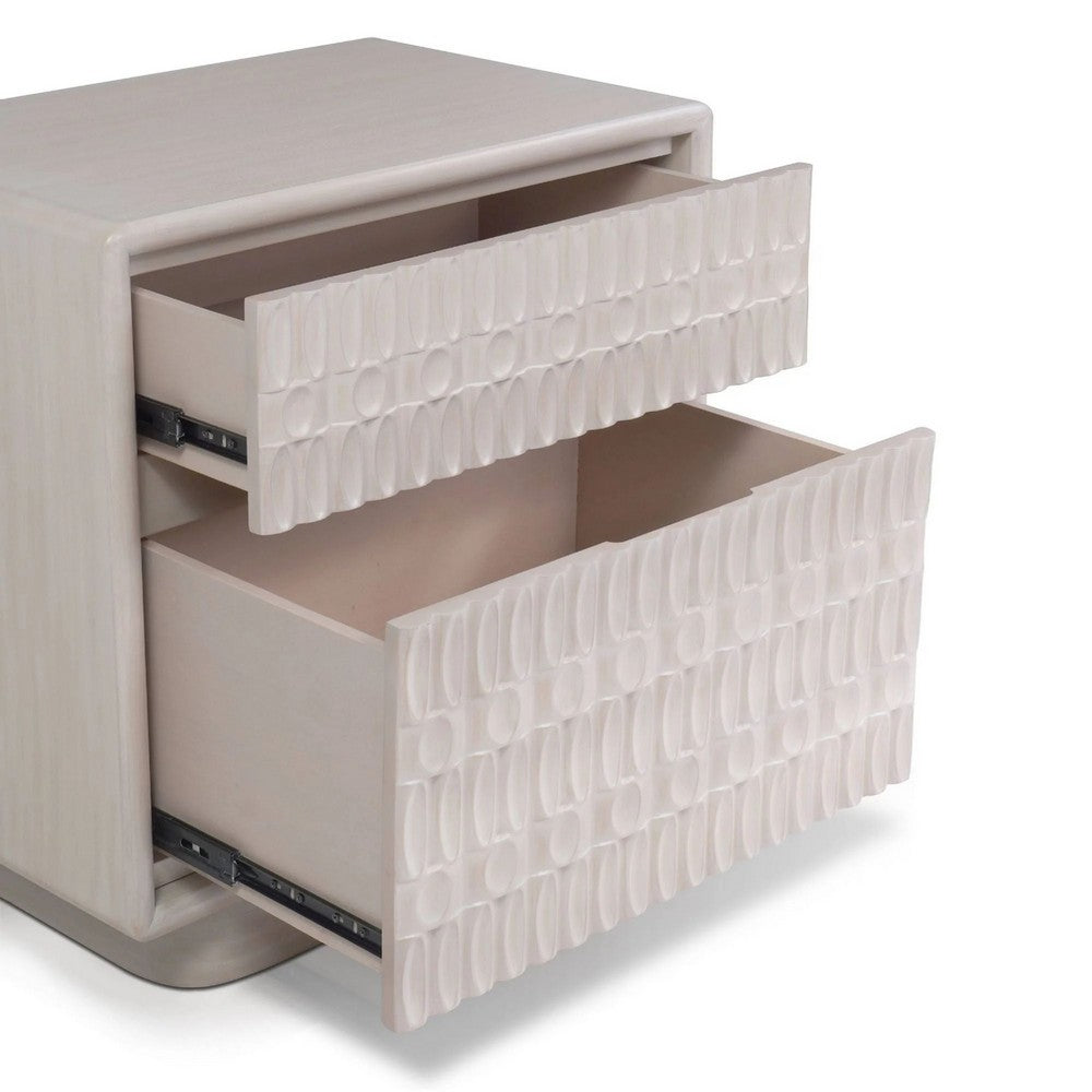 Lya Nightstand, 2 Soft Close Drawers, Contemporary Whitewash - BM352128