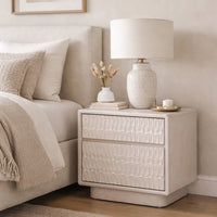Lya Nightstand, 2 Soft Close Drawers, Contemporary Whitewash - BM352128