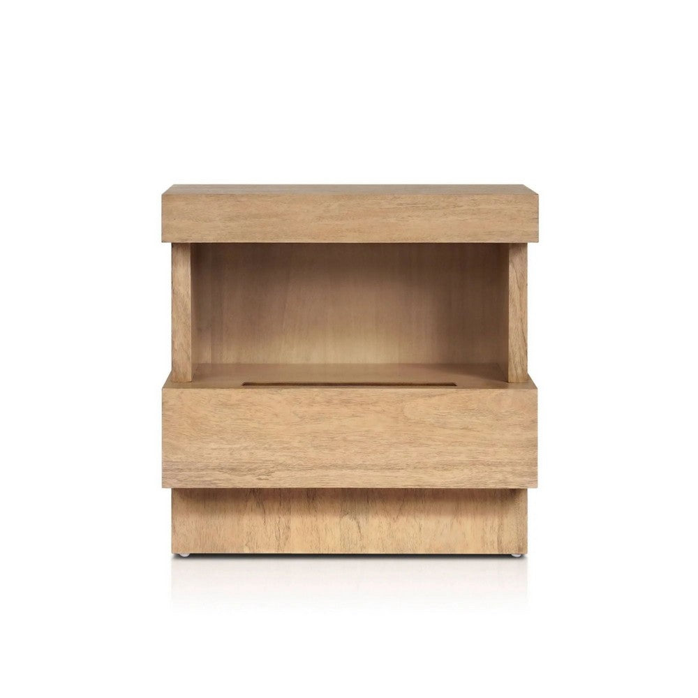Koa Nightstand, 1 Drawer and Fixed Shelf, Modern Oak Brown - BM352129