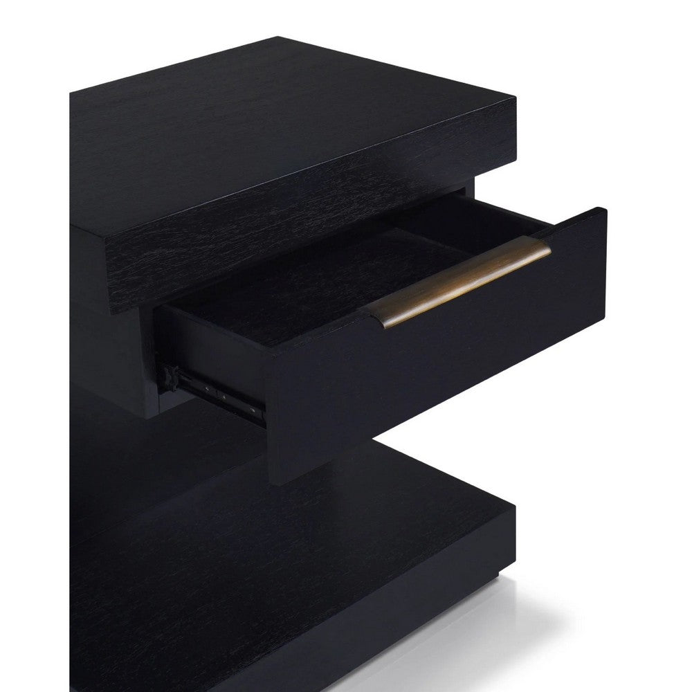 Joa Nightstand, 1 Drawer and Fixed Open Shelf, Modern Black - BM352130