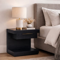 Joa Nightstand, 1 Drawer and Fixed Open Shelf, Modern Black - BM352130