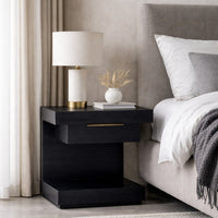 Joa Nightstand, 1 Drawer and Fixed Open Shelf, Modern Black - BM352130