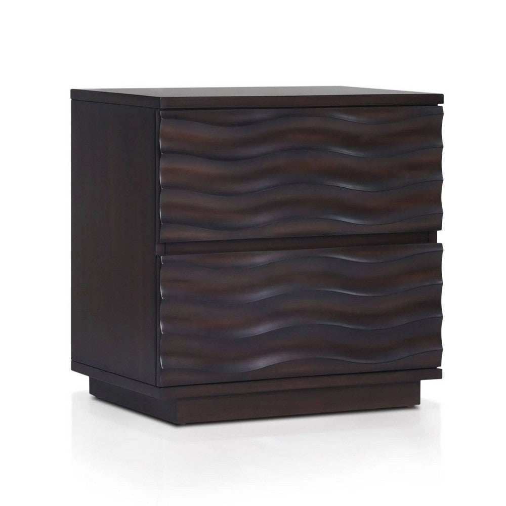 Roa Modern Nightstand, 2 Soft Closing Drawers, Antique Brown - BM352131