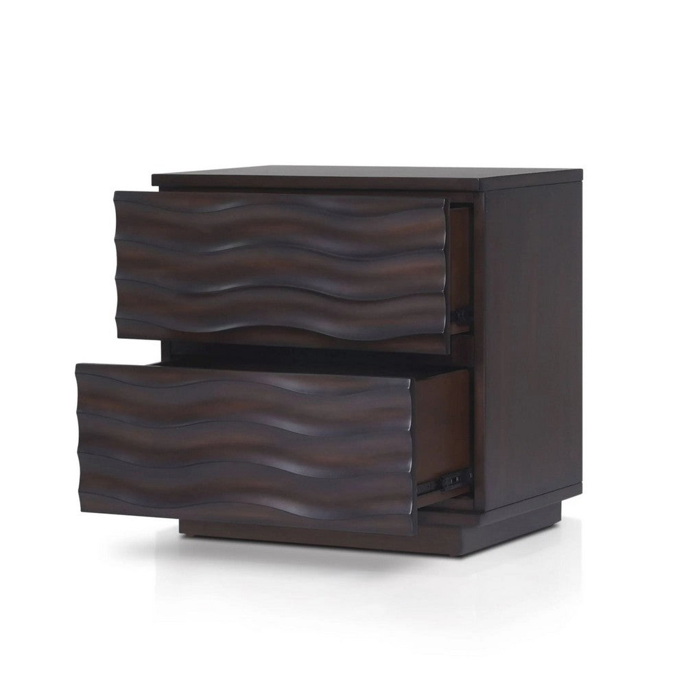 Roa Modern Nightstand, 2 Soft Closing Drawers, Antique Brown - BM352131