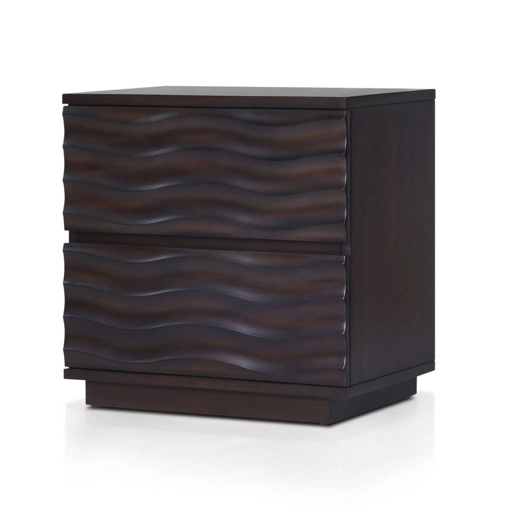 Roa Modern Nightstand, 2 Soft Closing Drawers, Antique Brown - BM352131