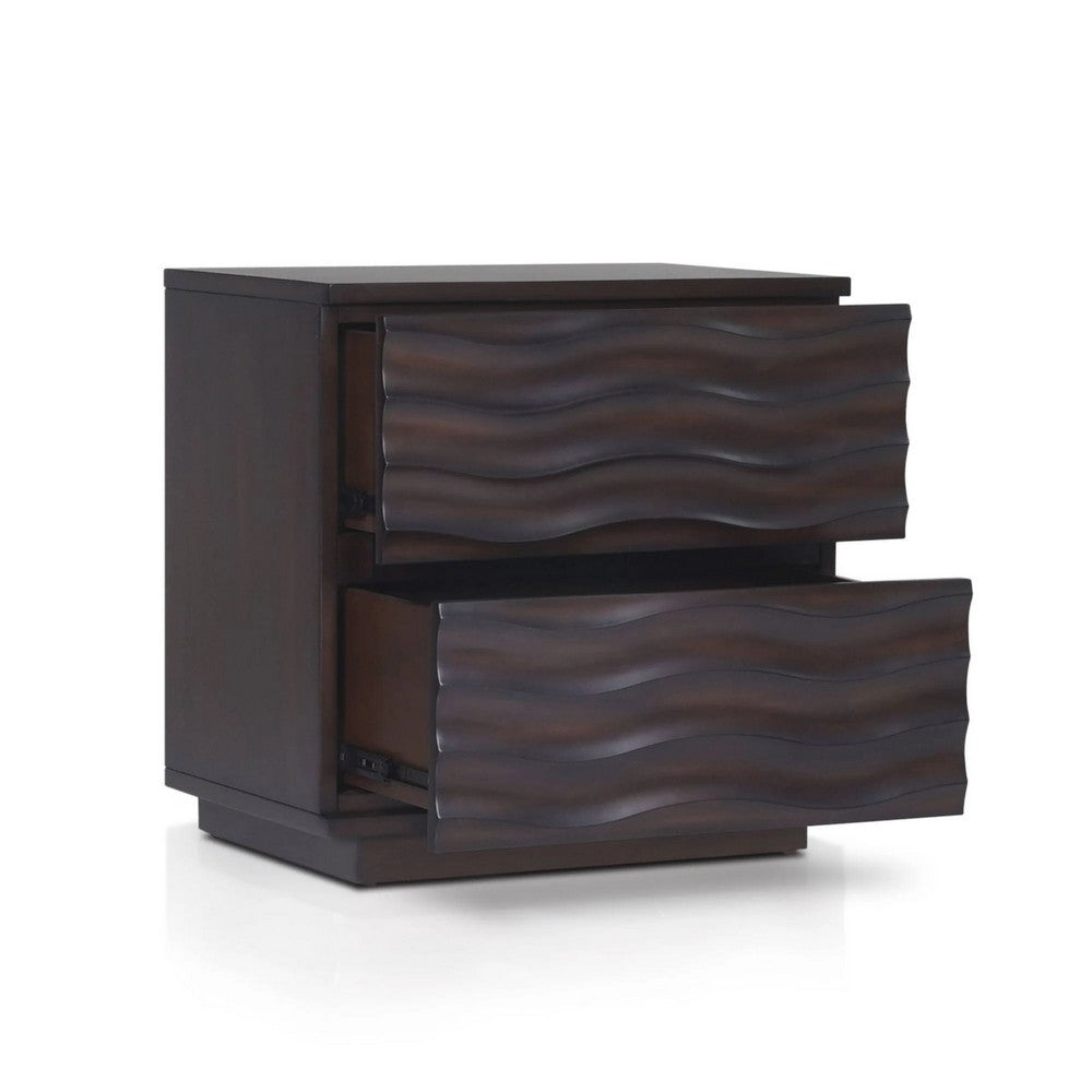 Roa Modern Nightstand, 2 Soft Closing Drawers, Antique Brown - BM352131