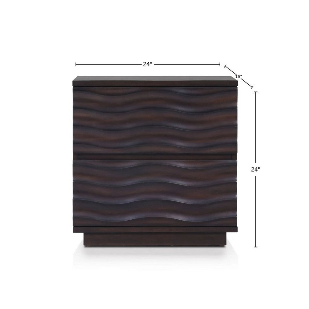 Roa Modern Nightstand, 2 Soft Closing Drawers, Antique Brown - BM352131