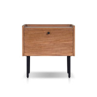 Noah Nightstand with 1 Drawer, Black Metal Legs, Chestnut Brown - BM352132