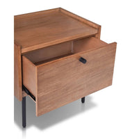 Noah Nightstand with 1 Drawer, Black Metal Legs, Chestnut Brown - BM352132