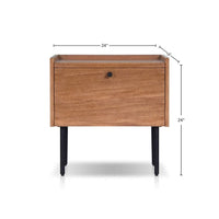 Noah Nightstand with 1 Drawer, Black Metal Legs, Chestnut Brown - BM352132