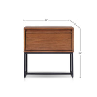 Rya Nightstand with 1 Drawer, Gray Metal Legs, Teak Brown - BM352133