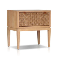 Rena Nightstand, 1 Drawer with Sea Grass Accent Front, Natural Brown - BM352134