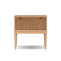 Rena Nightstand, 1 Drawer with Sea Grass Accent Front, Natural Brown - BM352134
