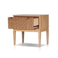 Rena Nightstand, 1 Drawer with Sea Grass Accent Front, Natural Brown - BM352134