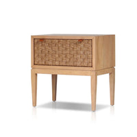 Rena Nightstand, 1 Drawer with Sea Grass Accent Front, Natural Brown - BM352134