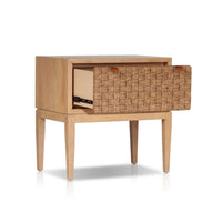 Rena Nightstand, 1 Drawer with Sea Grass Accent Front, Natural Brown - BM352134