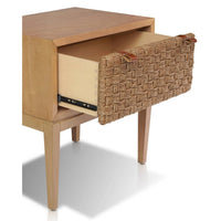 Rena Nightstand, 1 Drawer with Sea Grass Accent Front, Natural Brown - BM352134