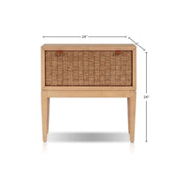 Rena Nightstand, 1 Drawer with Sea Grass Accent Front, Natural Brown - BM352134