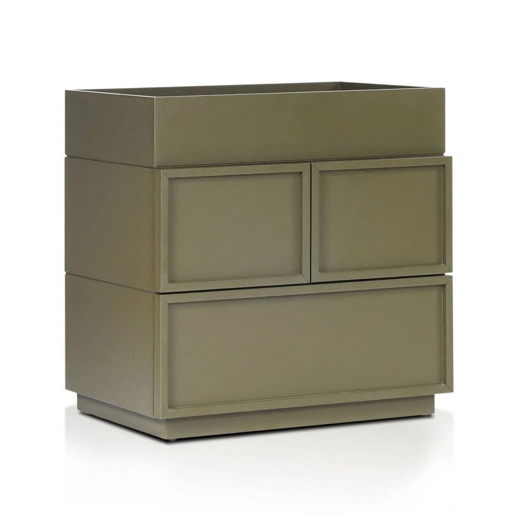 Sena Nightstand with Tray Top, 2 Soft Close Drawers, Olive Green - BM352135