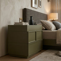 Sena Nightstand with Tray Top, 2 Soft Close Drawers, Olive Green - BM352135