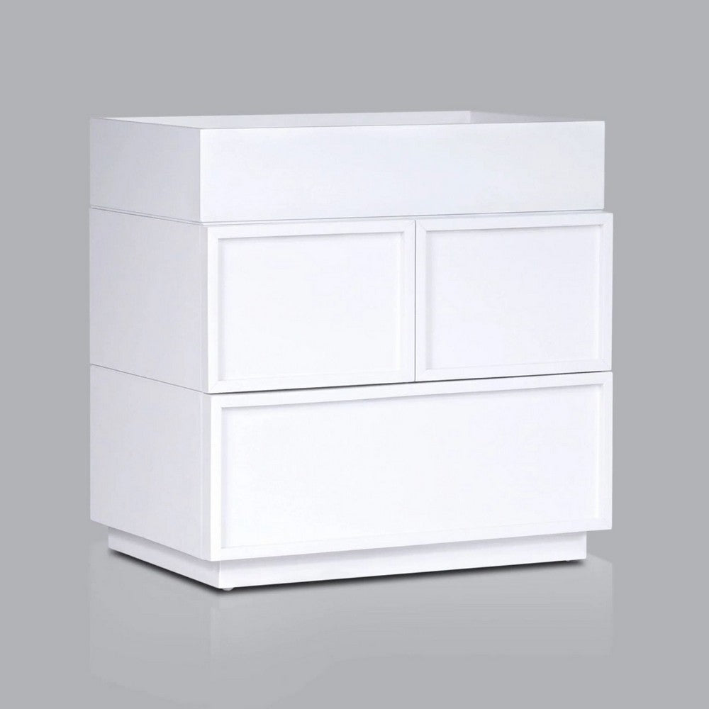 Sena Nightstand with Tray Top, 2 Soft Close Drawers, Glam White - BM352136