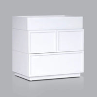 Sena Nightstand with Tray Top, 2 Soft Close Drawers, Glam White - BM352136