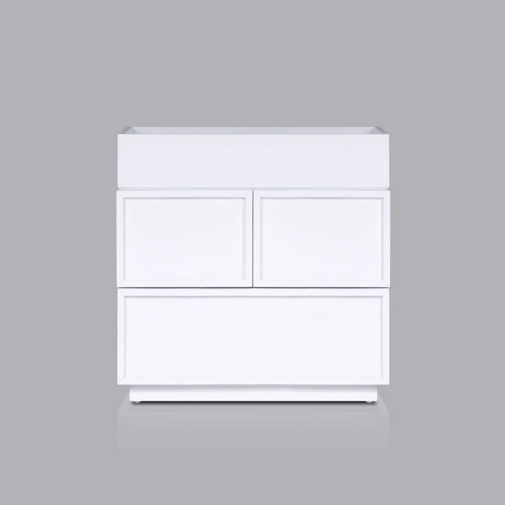 Sena Nightstand with Tray Top, 2 Soft Close Drawers, Glam White - BM352136