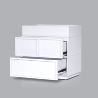 Sena Nightstand with Tray Top, 2 Soft Close Drawers, Glam White - BM352136