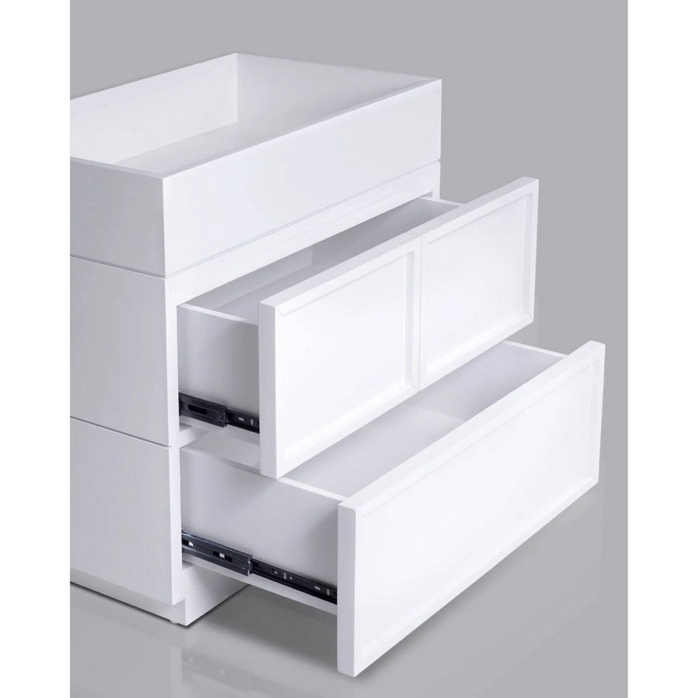 Sena Nightstand with Tray Top, 2 Soft Close Drawers, Glam White - BM352136