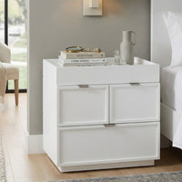 Sena Nightstand with Tray Top, 2 Soft Close Drawers, Glam White - BM352136
