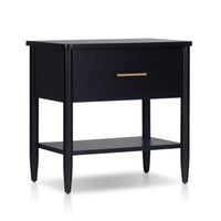 Lex Bedside Nightstand, 1 Drawer and Fixed Open Shelf, Black - BM352137