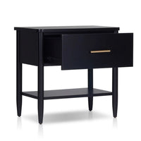 Lex Bedside Nightstand, 1 Drawer and Fixed Open Shelf, Black - BM352137