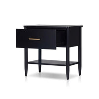 Lex Bedside Nightstand, 1 Drawer and Fixed Open Shelf, Black - BM352137