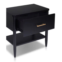 Lex Bedside Nightstand, 1 Drawer and Fixed Open Shelf, Black - BM352137