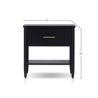 Lex Bedside Nightstand, 1 Drawer and Fixed Open Shelf, Black - BM352137