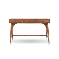 Ian Large Office Desk, 3 Felt Lined Drawers, Chestnut Brown Wood 52 Inch - BM352143