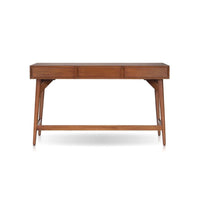 Ian Large Office Desk, 3 Felt Lined Drawers, Chestnut Brown Wood 52 Inch - BM352143