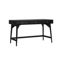 Ian Large Office Desk, 3 Felt Lined Drawers, Modern Black Wood 52 Inch - BM352144