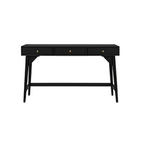 Ian Large Office Desk, 3 Felt Lined Drawers, Modern Black Wood 52 Inch - BM352144