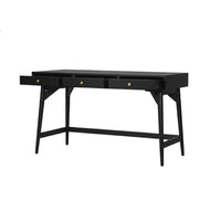 Ian Large Office Desk, 3 Felt Lined Drawers, Modern Black Wood 52 Inch - BM352144