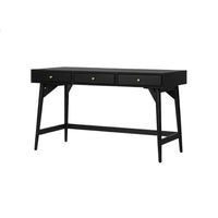Ian Large Office Desk, 3 Felt Lined Drawers, Modern Black Wood 52 Inch - BM352144