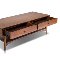 Ian Coffee Table, 2 Drawers and Shelf, Chestnut Brown 48 Inch Rectangular - BM352145