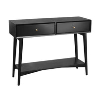 Ian Console Table, 2 Drawers w Shelf, Modern Black, 42 Inch Rectangular - BM352148