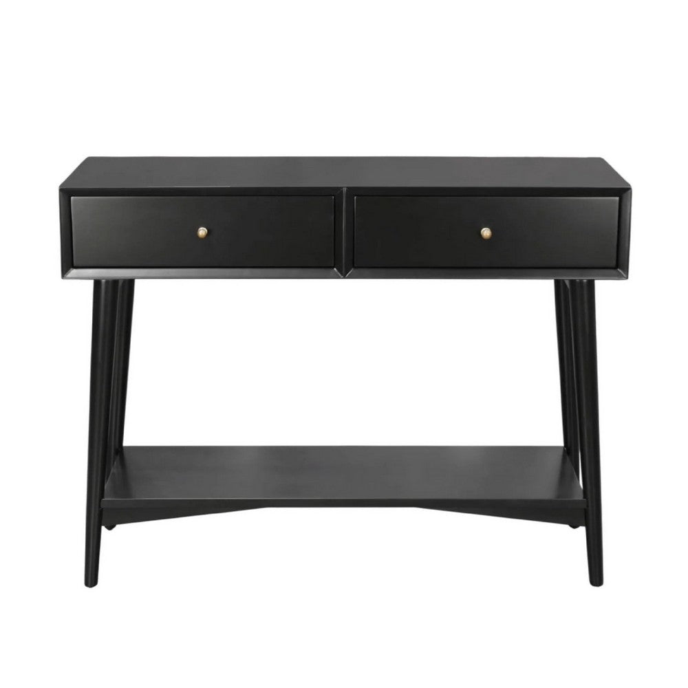 Ian Console Table, 2 Drawers w Shelf, Modern Black, 42 Inch Rectangular - BM352148