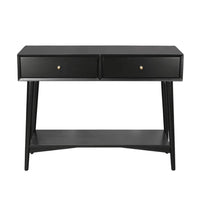 Ian Console Table, 2 Drawers w Shelf, Modern Black, 42 Inch Rectangular - BM352148