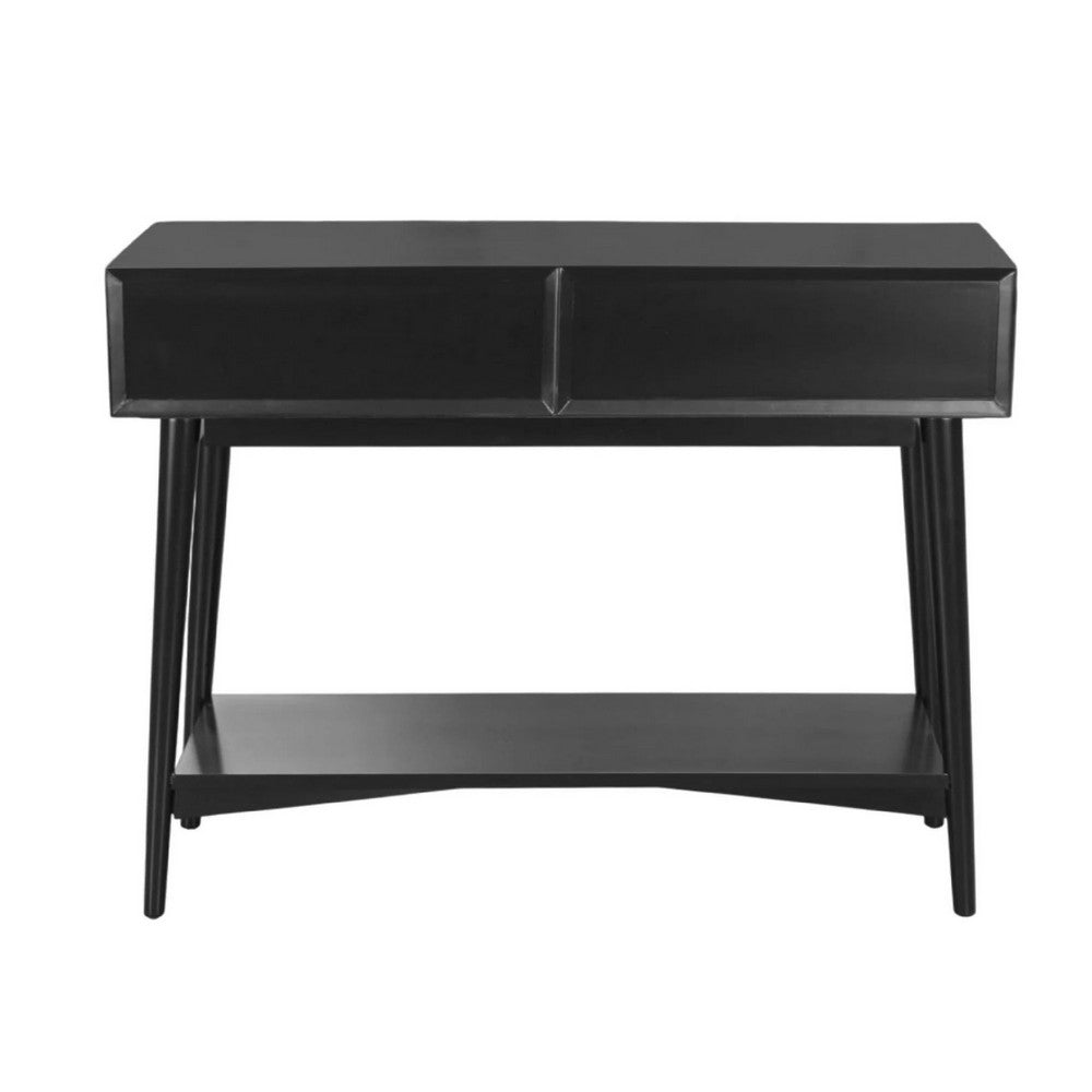 Ian Console Table, 2 Drawers w Shelf, Modern Black, 42 Inch Rectangular - BM352148
