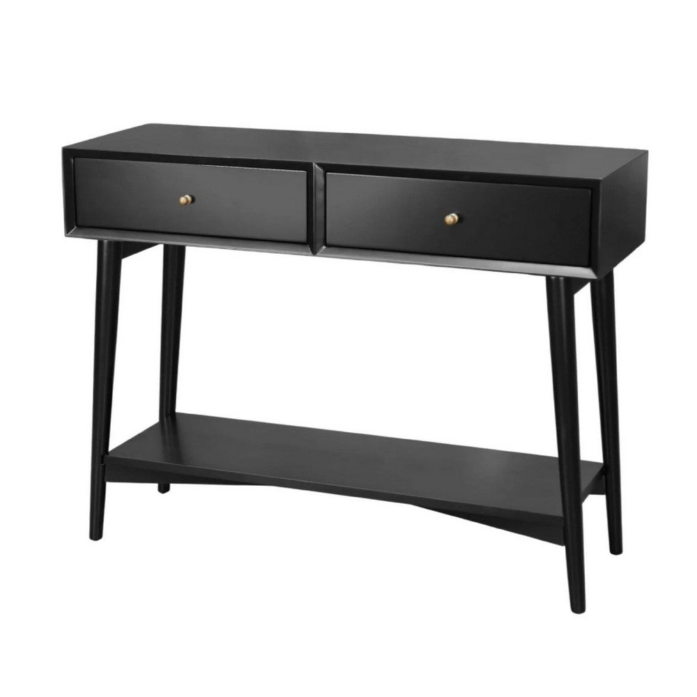 Ian Console Table, 2 Drawers w Shelf, Modern Black, 42 Inch Rectangular - BM352148