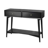 Ian Console Table, 2 Drawers w Shelf, Modern Black, 42 Inch Rectangular - BM352148